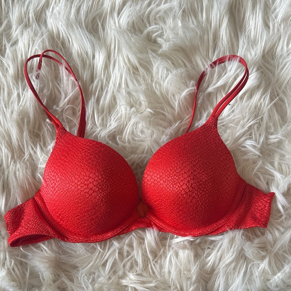 Victoria’s Secret Very Sexy Plunge Orange Textured Bra 34A